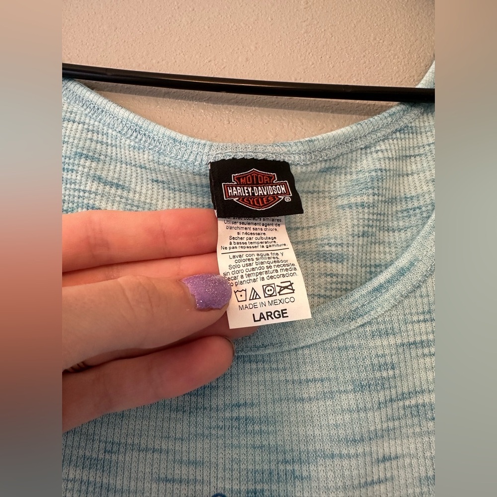 ❤️Harley-Davidson Light Blue Sleeveless Top - Picture 4 of 6